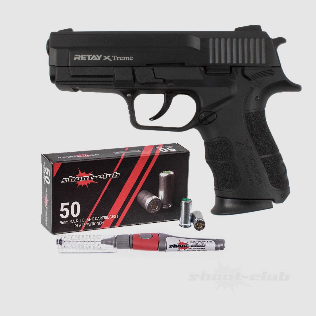 Retay X-Treme 9mm P.A.K. schwarz Platzpatronen 9mm+Oil-Pen, Bild 1 von 4