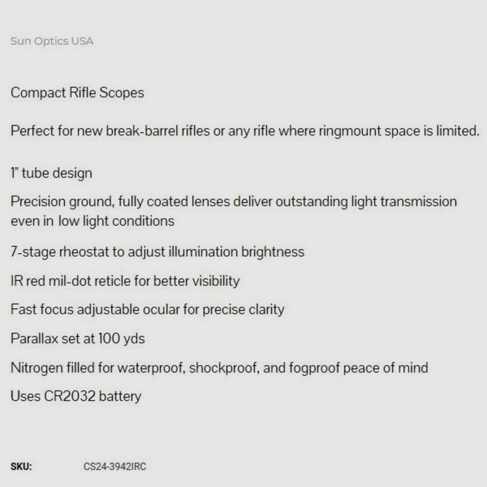 Sun Optics USA 3-9x42 Compact