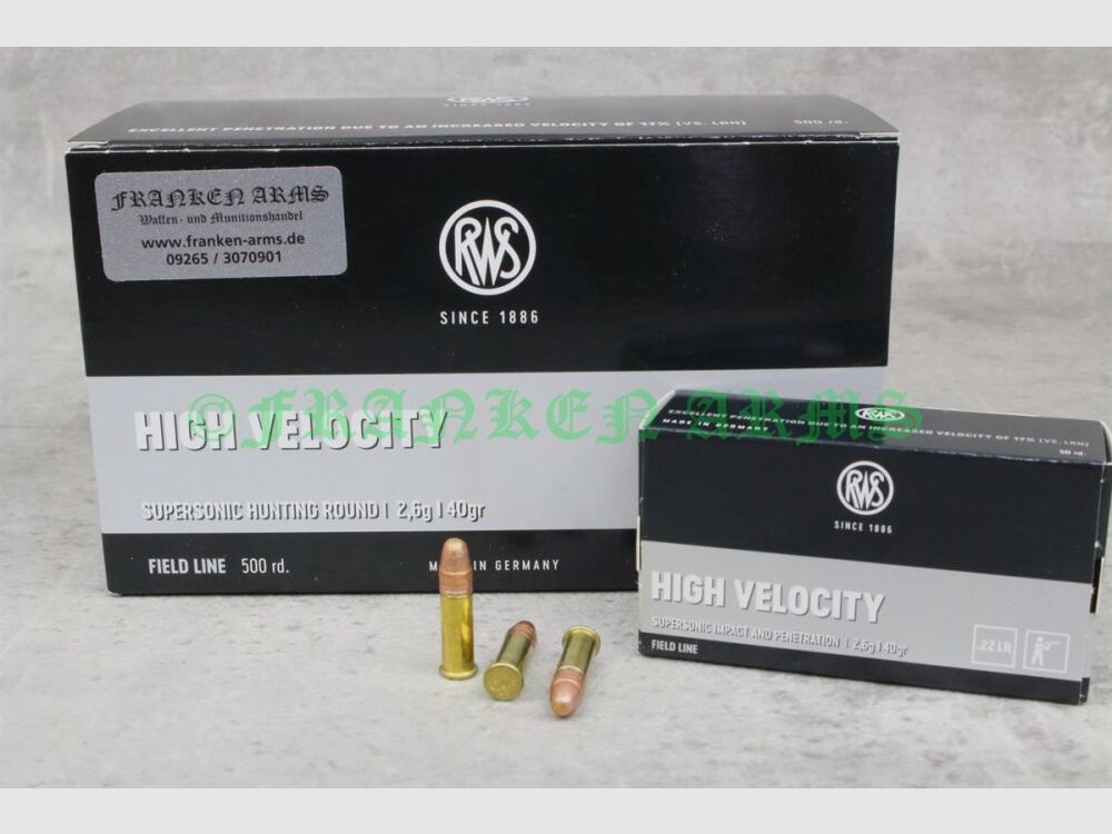 RWS High Velocity .22LR 40gr. 2,6g 50Stück High Velocity