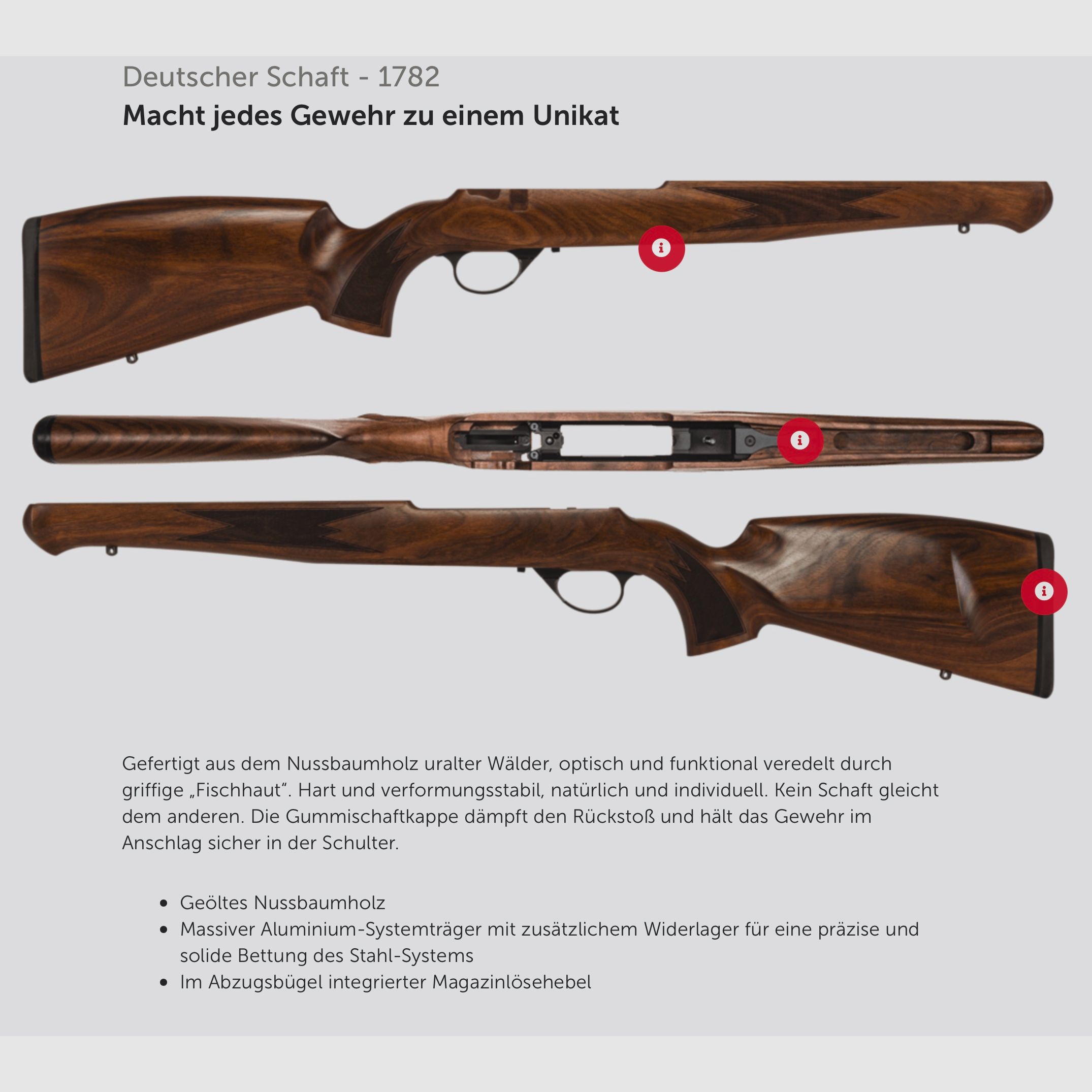 J.G. Anschütz 1782 D G-15x1 Deutscher Schaft Kaliber .308 Win. 470 mm Repetierbüchse