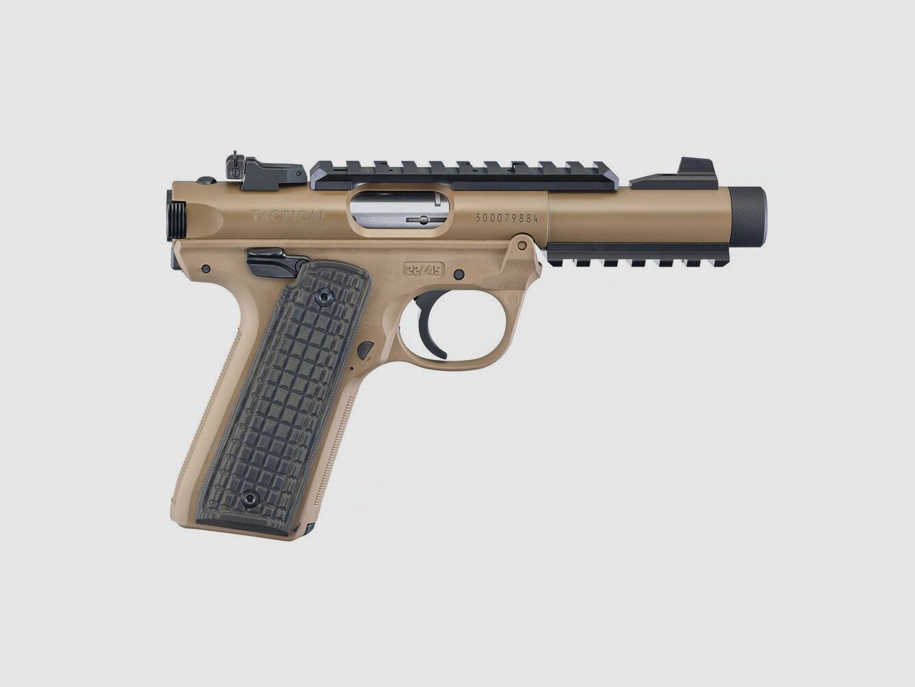 Ruger MARK IV 22/45 TACTICAL .22 LR 4,4"/11,18CM DAVIDSON'S BRUN CERAKOTE 1/2"-28