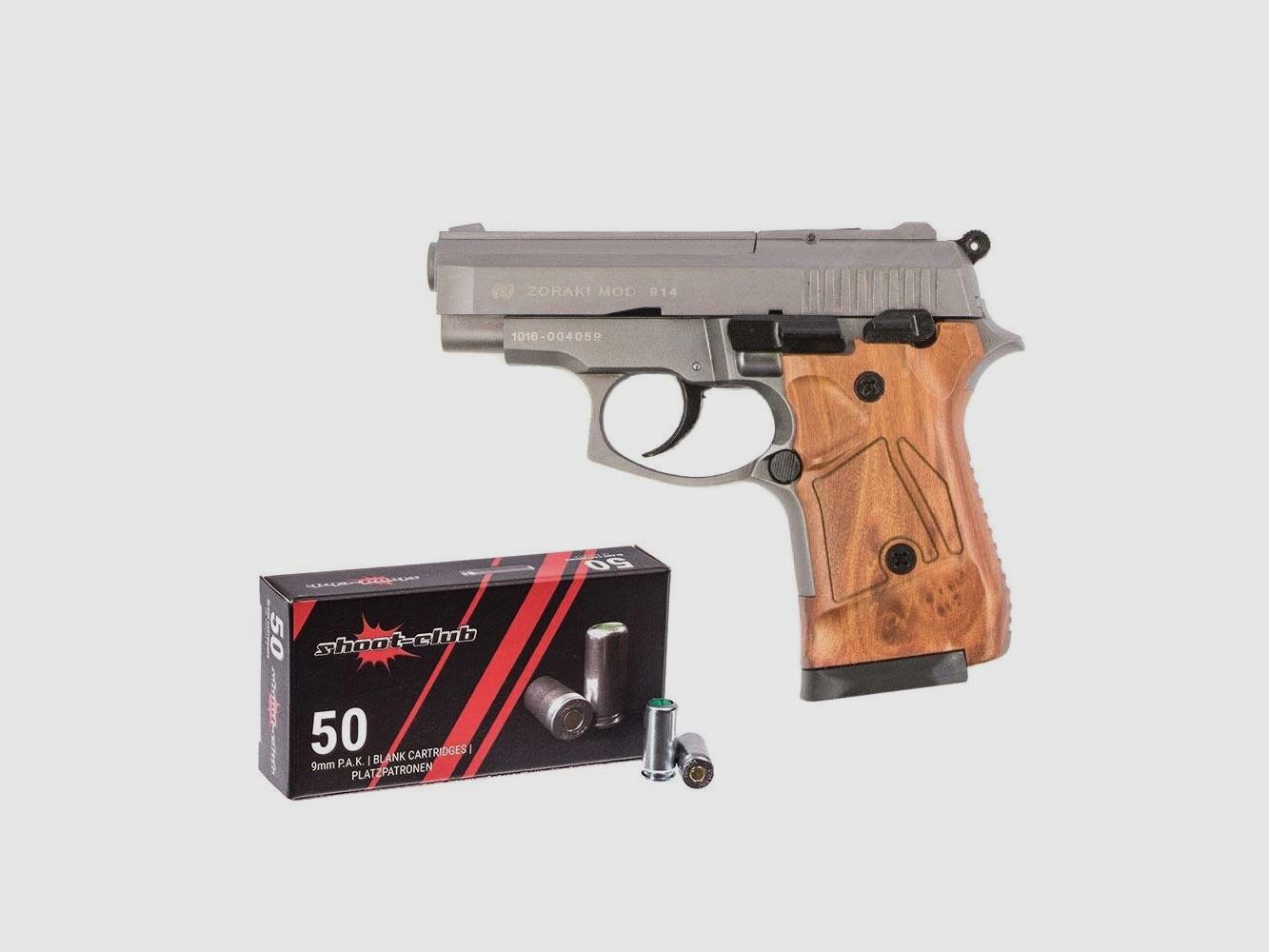 Zoraki 914-P pistola a salve Titan/aspetto legno 9mm + munizioni