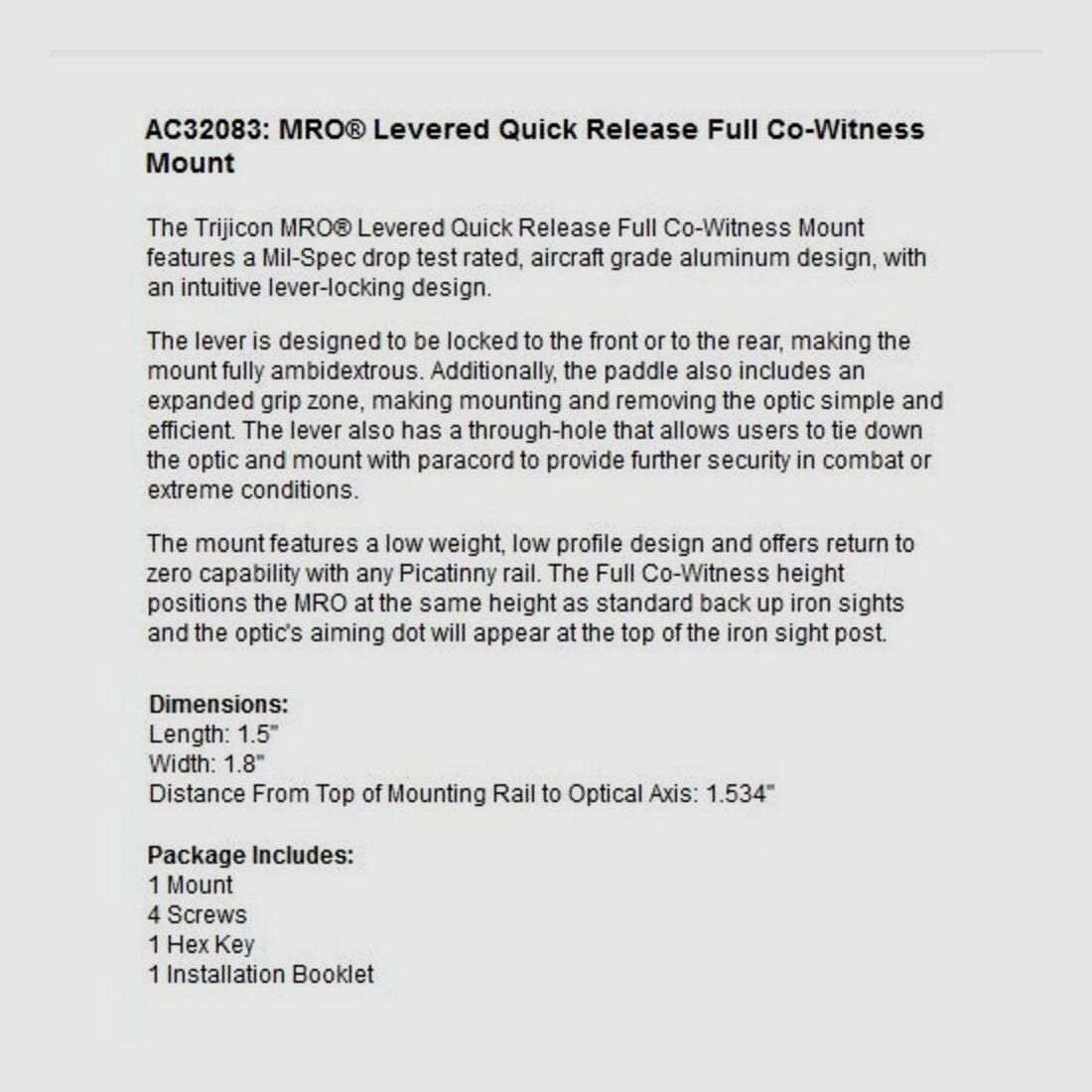 Trijicon MRO Schnellspannmontage Full