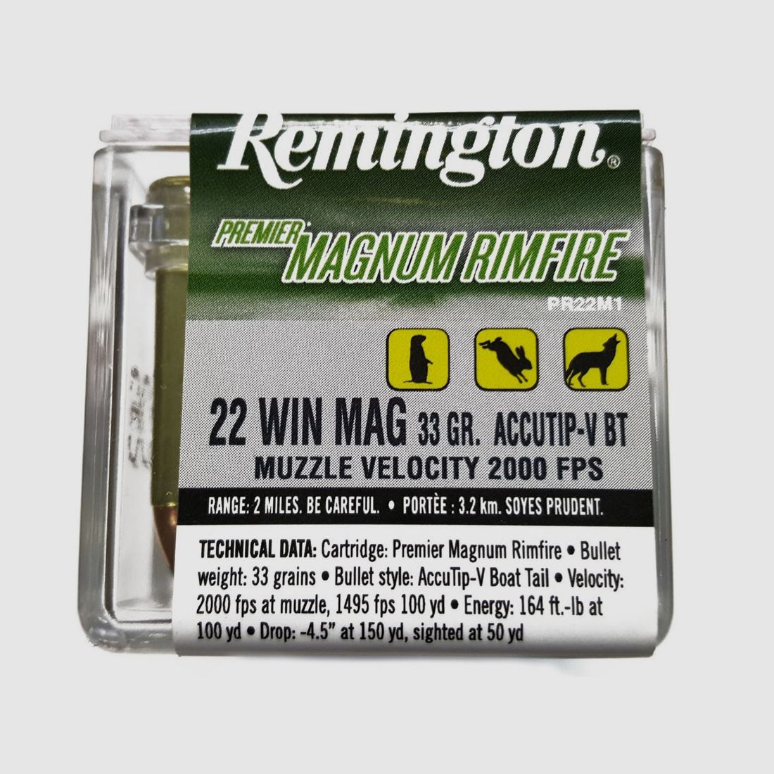 REMINGTON Premier Magnum Rimfire ACCUTIP-V – .22 Magnum – 33 grains, Bild 3 von 3