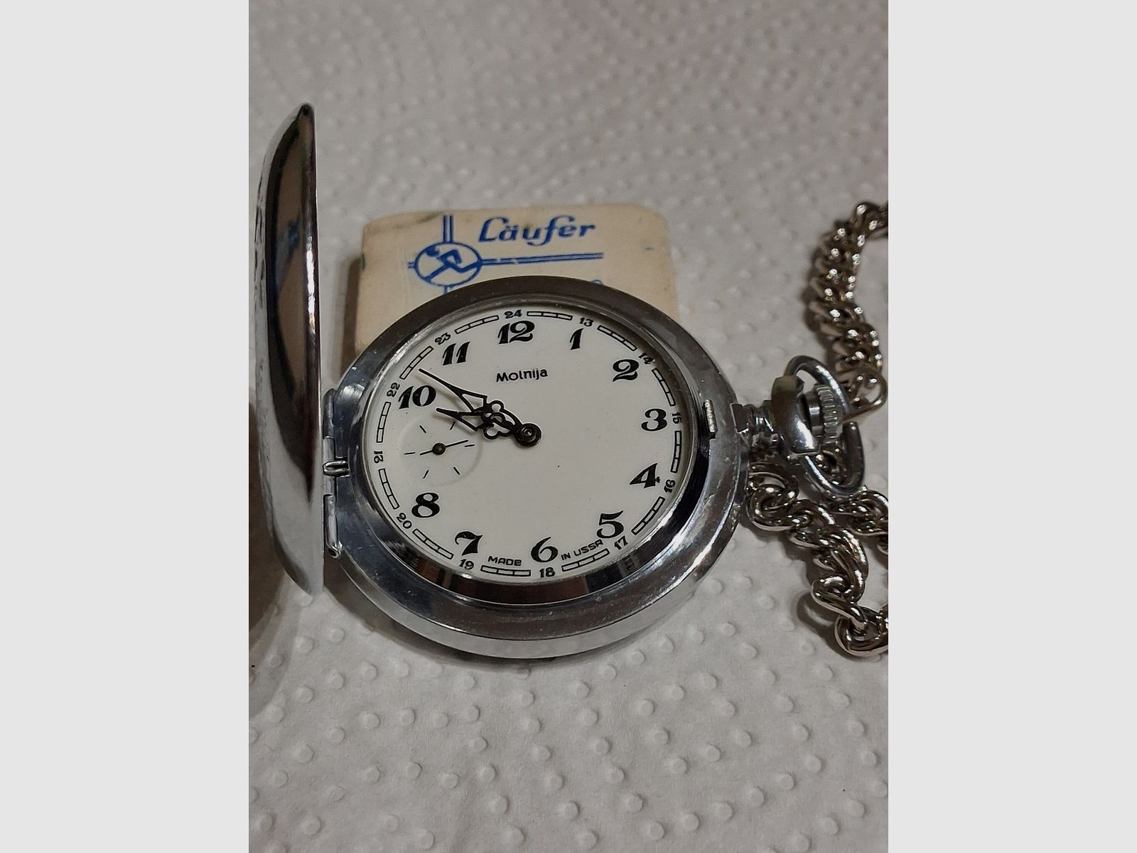 Taschenuhr mit Jagdmotiv 