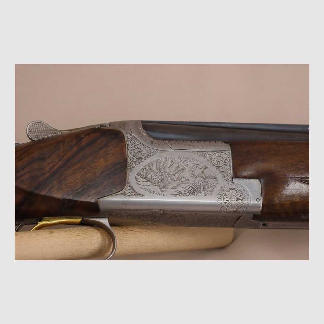 FN B25 fusil à deux canons superposés // Gravure // Bois de veine // Déclencheur doré