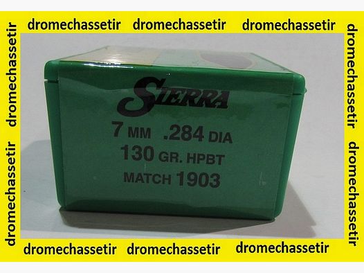 Caja de 100 balas Sierra, 7mm (0.284), 130grs HPBT Match, ref 1903