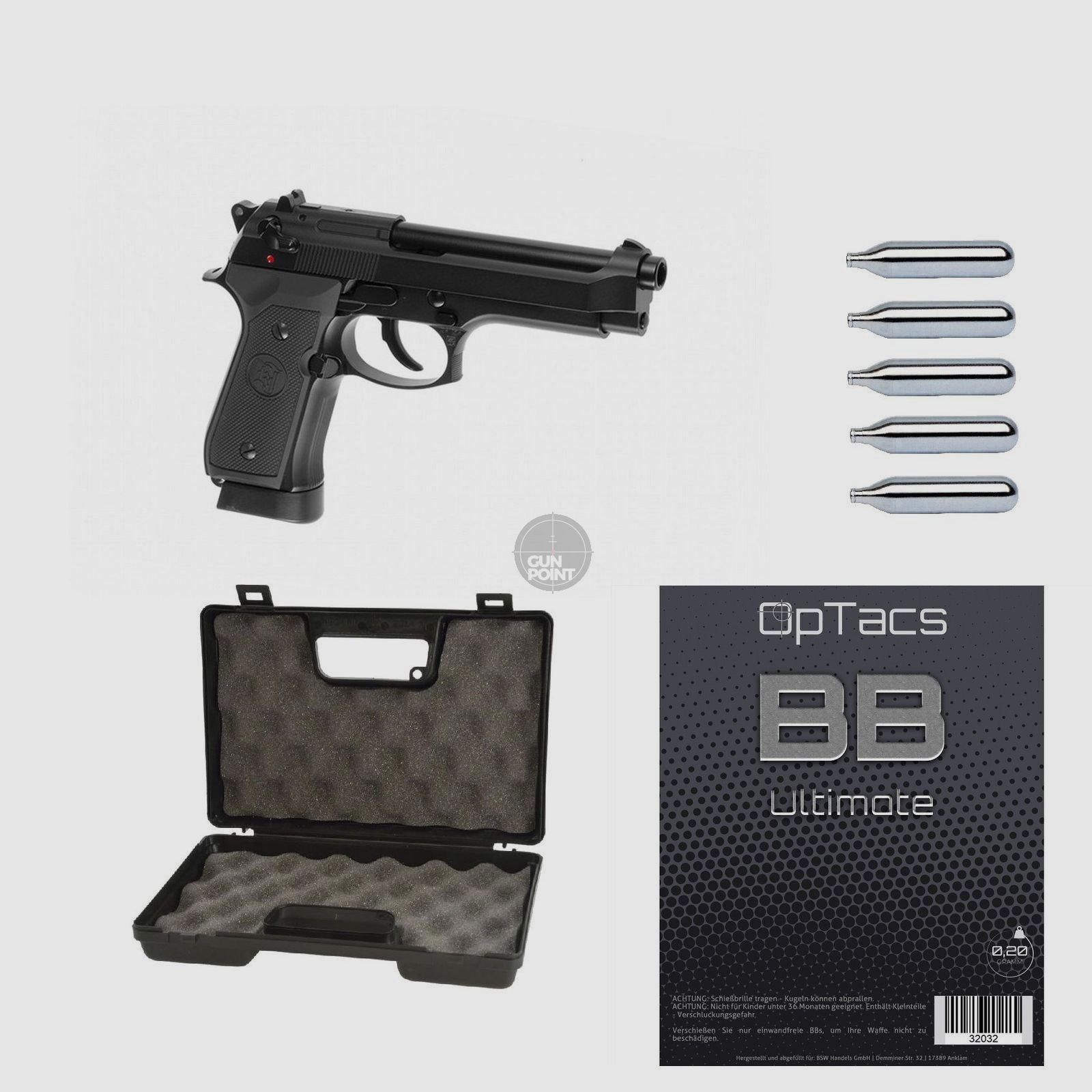 SET !!! Softair - Pistola - KJ Works - M9 Full Metal Co2 - a partir de 18, más de 0,5 Joule