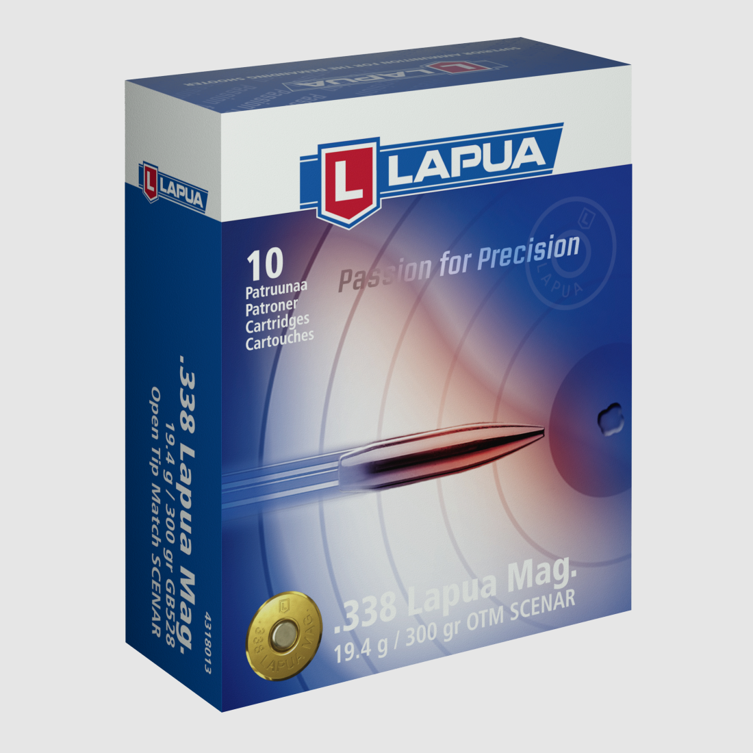 Lapua – Kugelpatrone / .338Lapua Mag / Scenar OTM 300gr / GB528 / 10 Stück