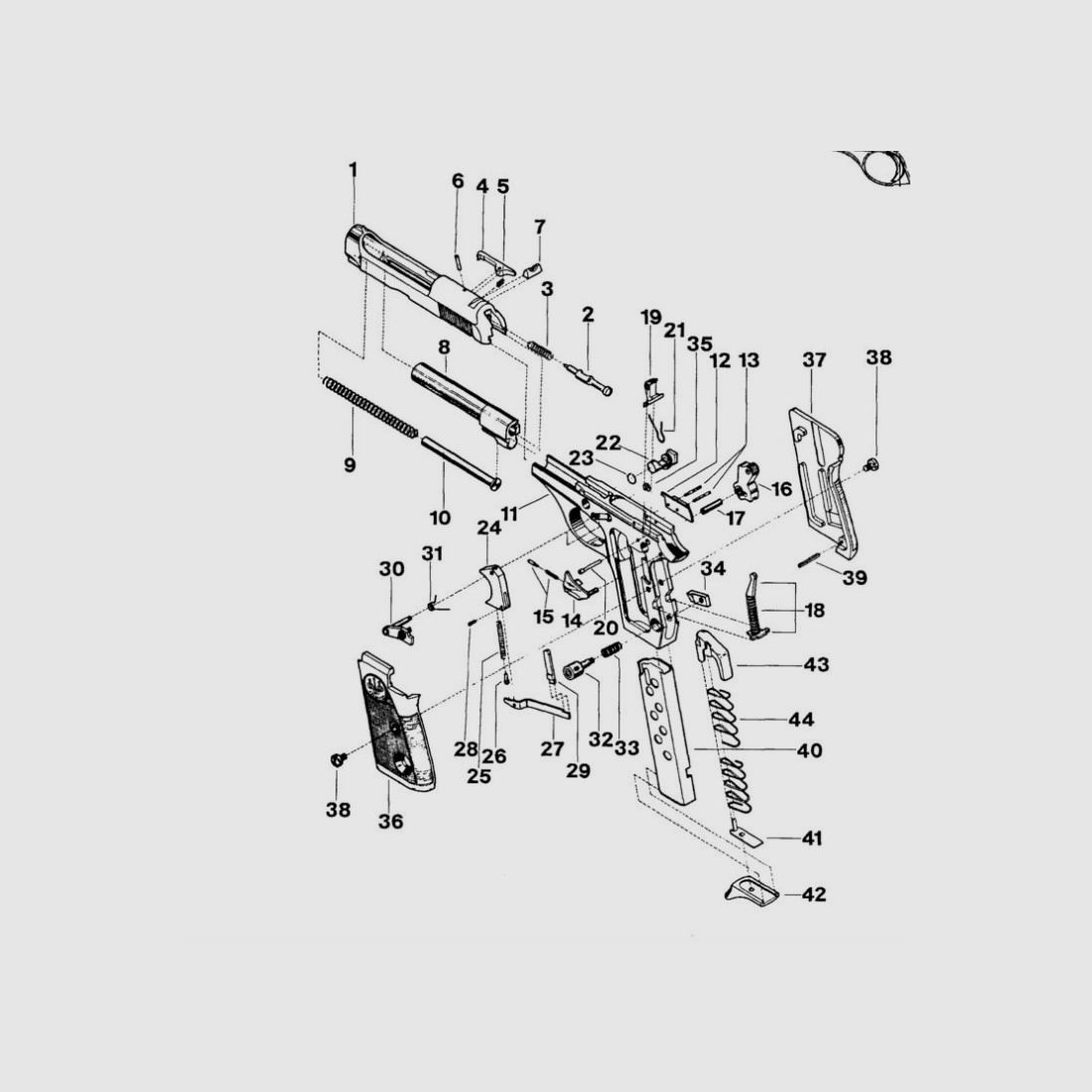 VOLLSTÄNDIGER MAGAZINHÄKCHENKNOPF BERETTA 70 FIG.33-33-34