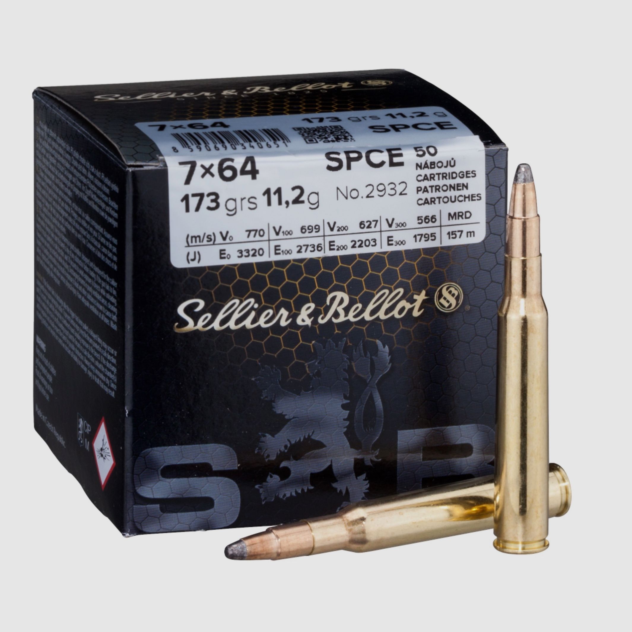 Sellier & Bellot 155484 7x64 partial jacket SPCE 11.2g 173grs.