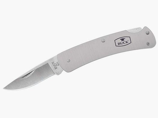 Buck Pocket Knife ALUMNI, Steel 420HC, Nail Pull, Back Lock, gray anodized aluminum handle