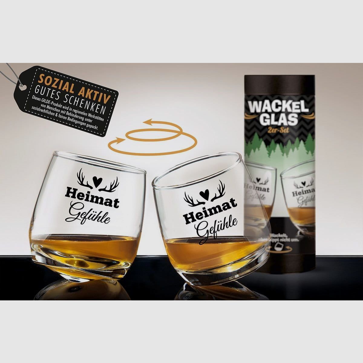 Gilde Wackelglas Geweih Heimatgefühle 2er Set