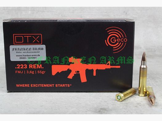 GECO DTX .223 Rem. 55gr. 3,56g 150 Stück DEUTSCHE FERTIGUNG 2423805