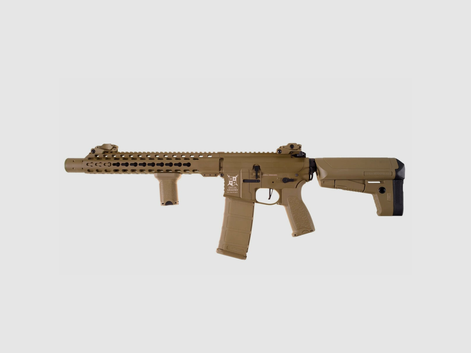 AR15 SilentOps DMR ALPHA Vollmetall Delta Armory Tan S-AEG Airsoft Gewehr Frei ab 18 Jahren