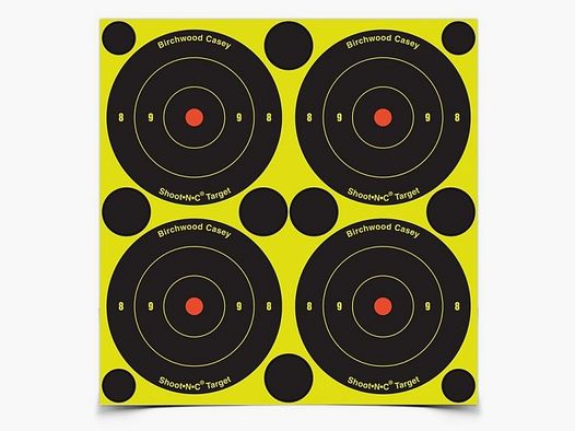 Birchwood Casey 3 Zoll 7,6 cm Shoot-N-C reaktive Zielscheiben, Großpackung. 240 Zielscheiben, 600 Reparaturaufkleber