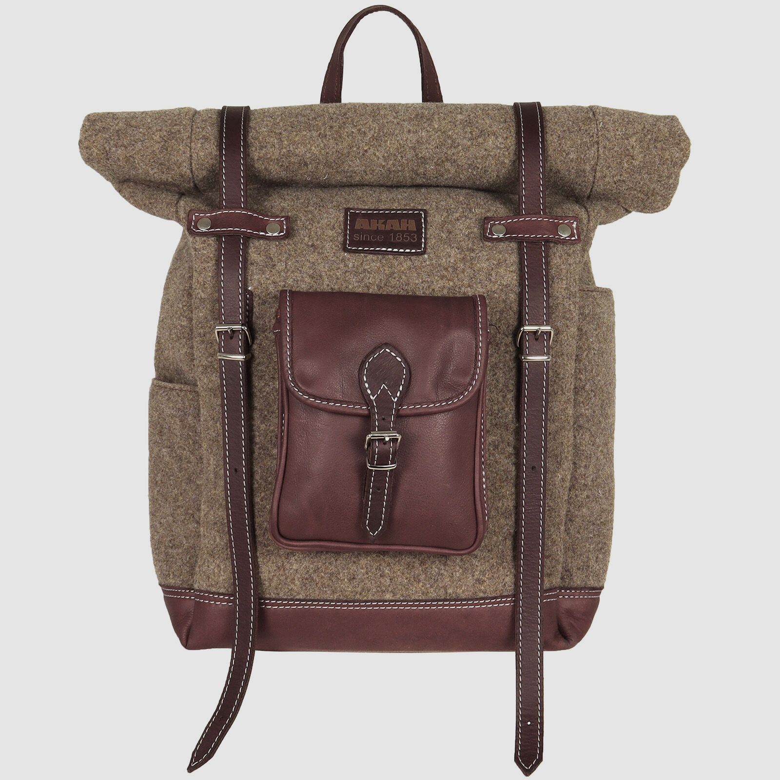 AKAH AKAH Rolltop-Rucksack aus Wollfilz und Olivenleder