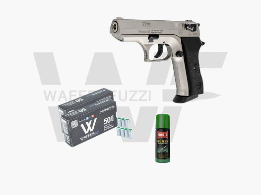 Record Cop NICKEL Schreckschusspistolen Set "S" Kaliber 9mm PAK