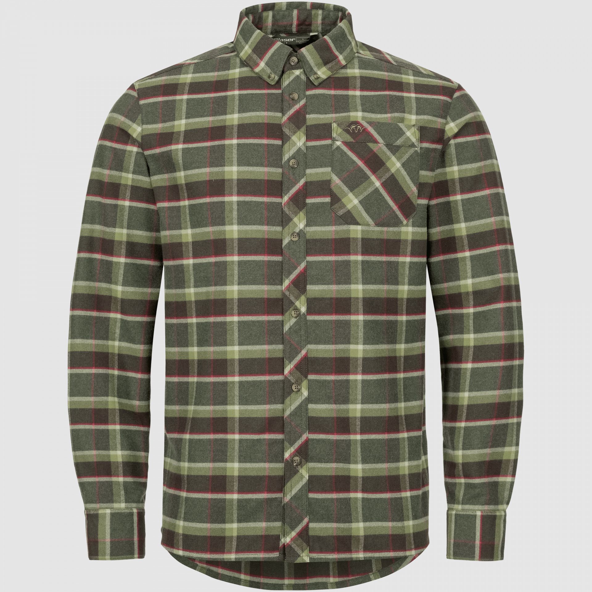 Blaser Charles - Hemd - Olive/Rot-Kariert