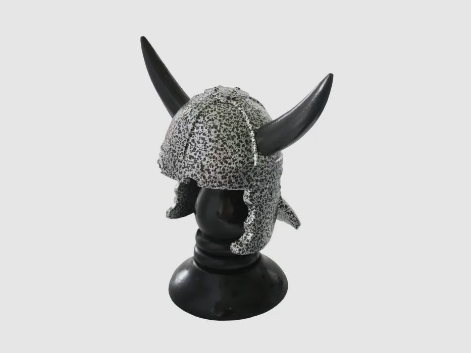 Miniature Viking helmet on stand
