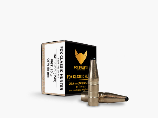 Fox Bullets Classic Hunter .243 5,2 g / 80 gr bleifreie Geschosse – 50 Stück