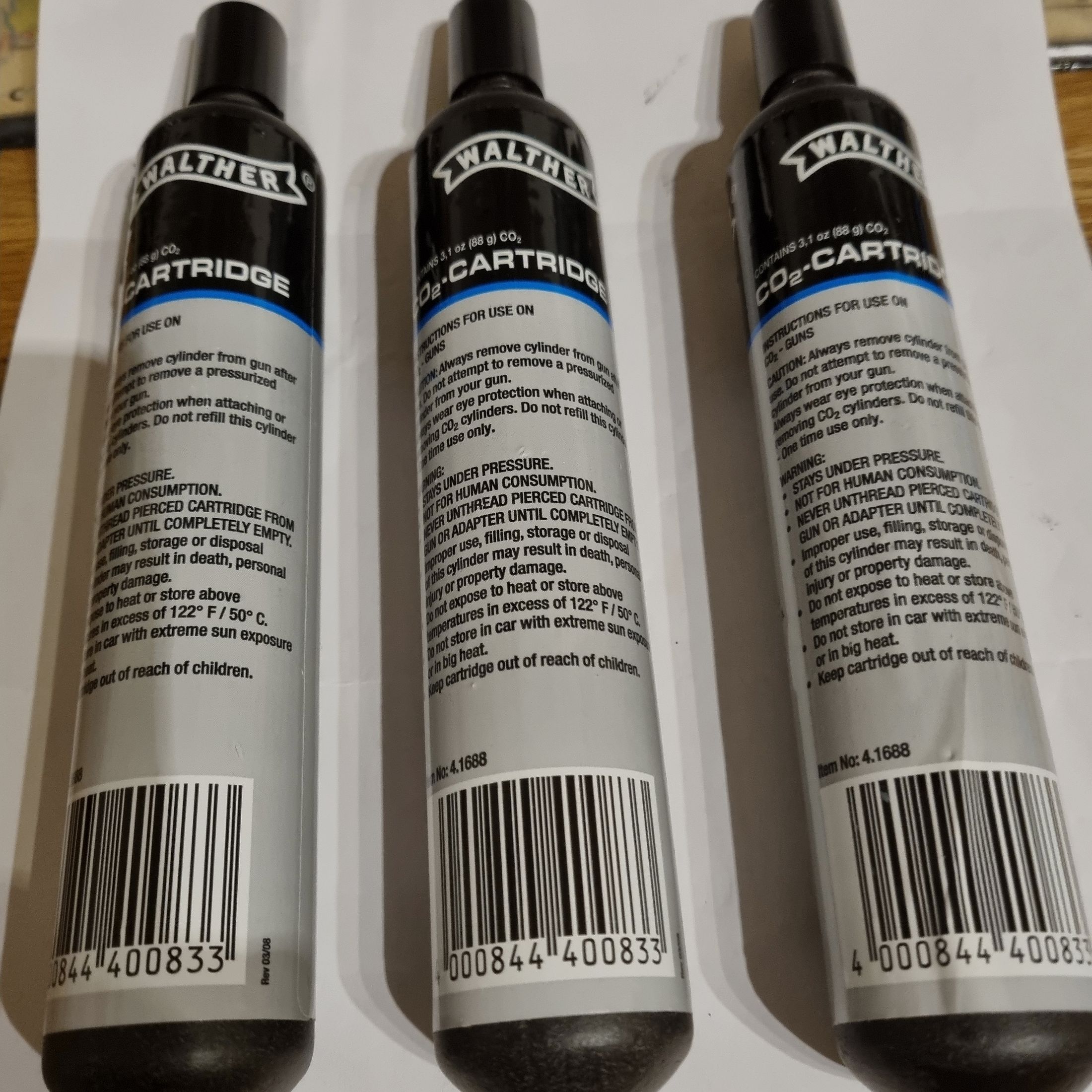 3xWalther 88 Gramm Co2-Kapsel für Co2 Waffen