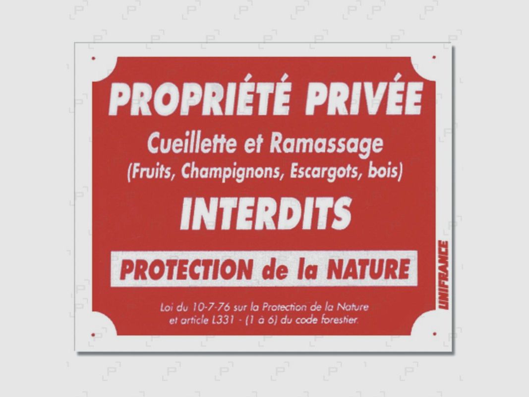 Schild PRIVATE EIGENTUM - PFLÜCKEN UND SAMMELN VERBOTEN rot