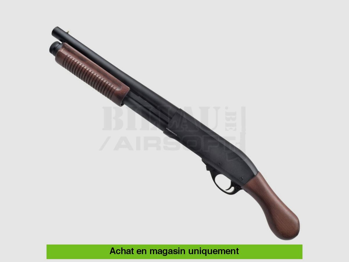Airsoft-Vorderschaftrepetierflinte GNB M870SW Full Metal Schwarz + Echtholz, Bild 2 von 3