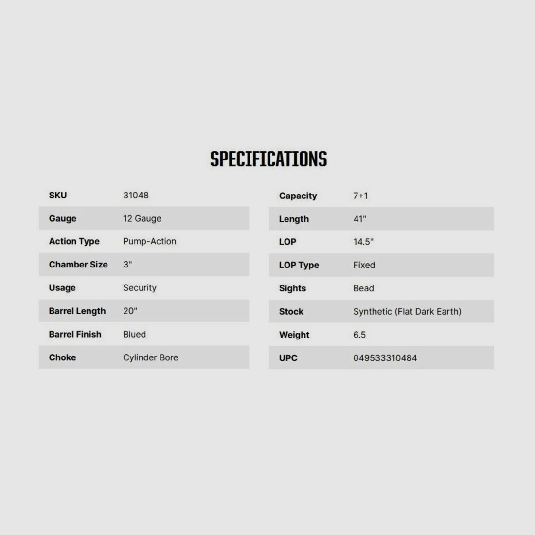 Mossberg Maverick 88 Security 20" (20 Zoll) FDE 12/76