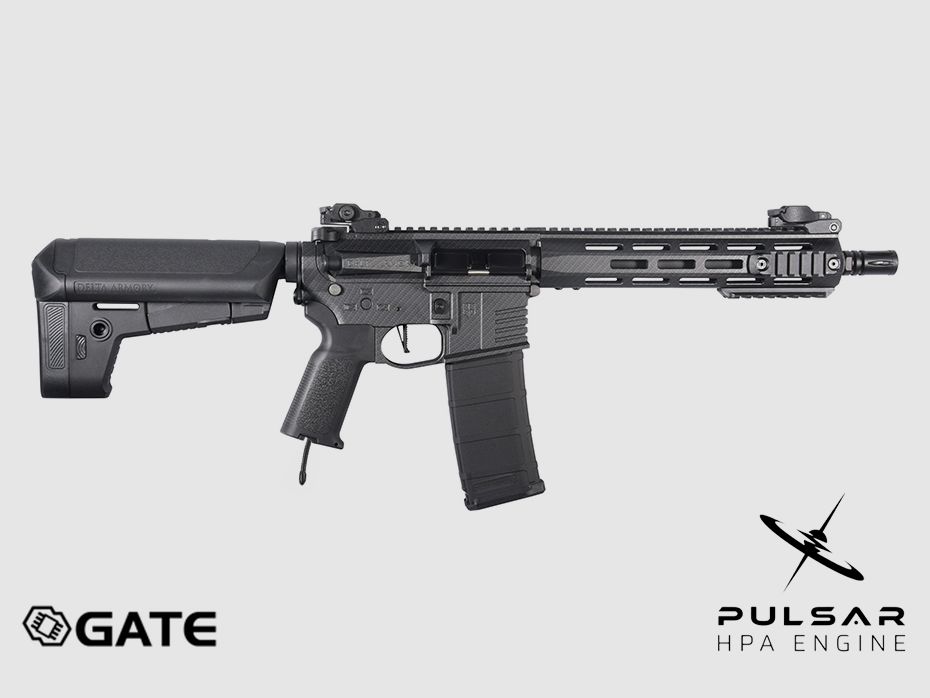 Delta Armory M4 AR15 M-LOK 10 Zoll CHARLIE GATE PULSAR HPA Airsoft Gewehr in Carbon