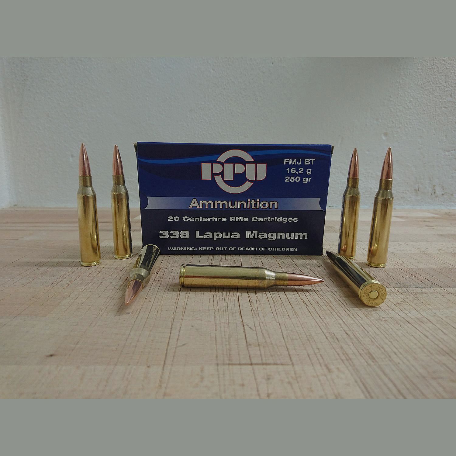 PPU .338 Lapua Magnum FMJ BT 250grs 16,2g