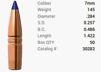 Barnes Geschoss 7mm/.284 145GR Long-Range X Hunting BT 50 Stück
