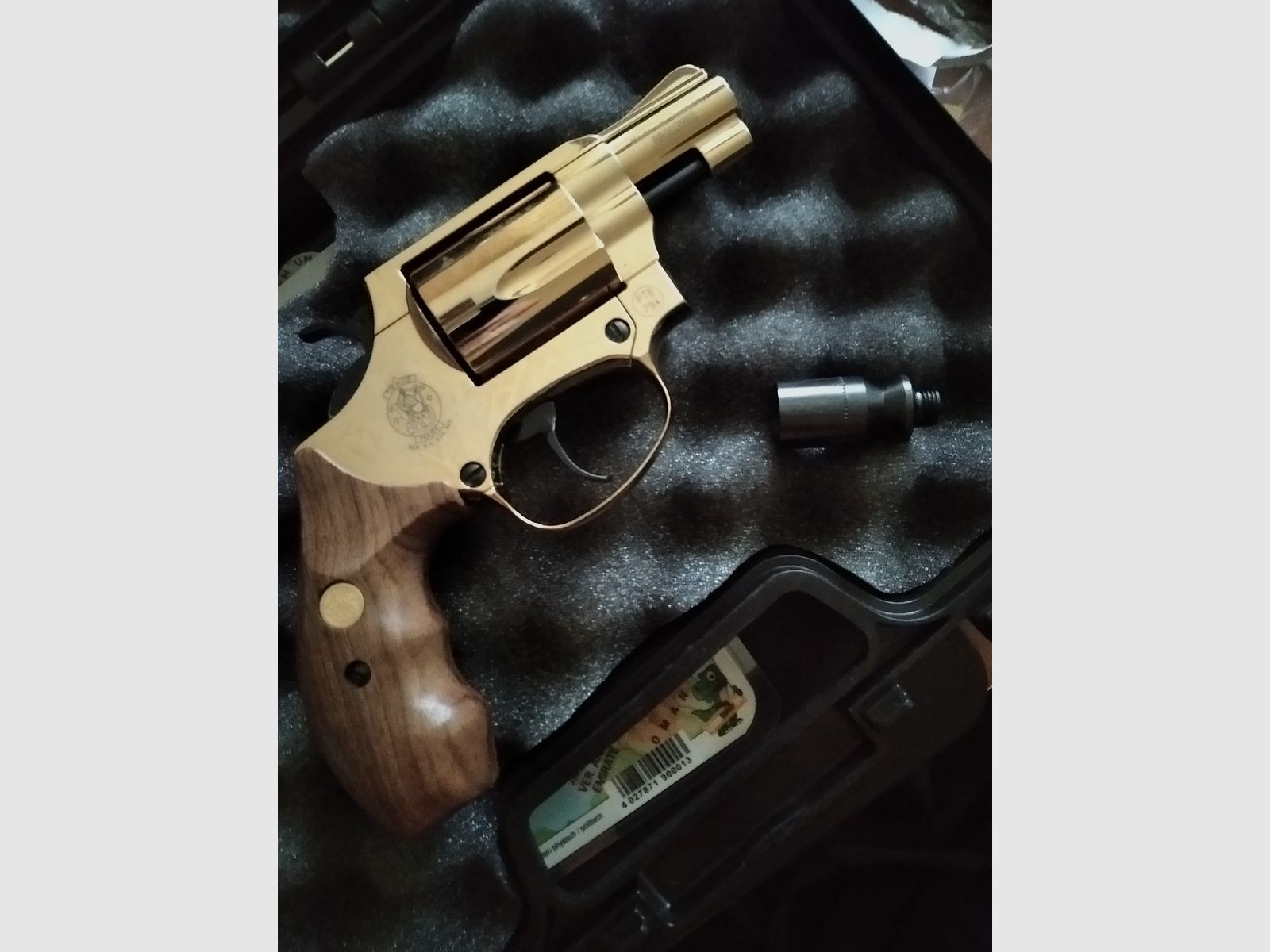 Colt Revolver 24 Karat vergoldet Smith & Wesson mit 58 Platzpatronen und Rechnung und Garantie