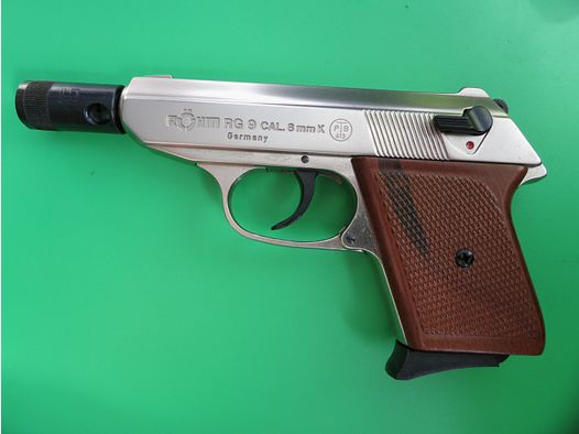 Gas- Signalpistole Röhm, Modell RG 9 vernickelten Version, Walther PPK, 8 mm Knall, PTB 413, wie neu!      #7
