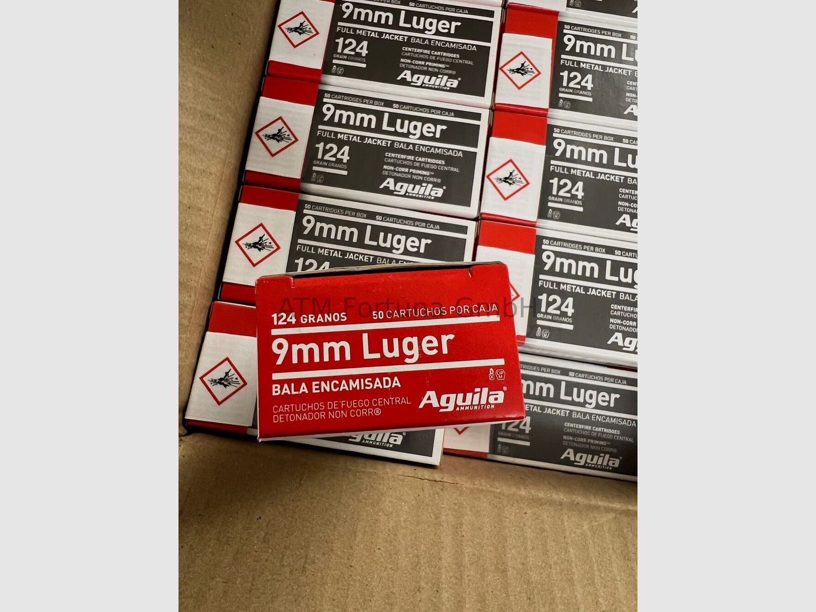Aquila *500 pieces* Standard 9mm Luger (9x19) FMJ 124 grs pistol cartridges