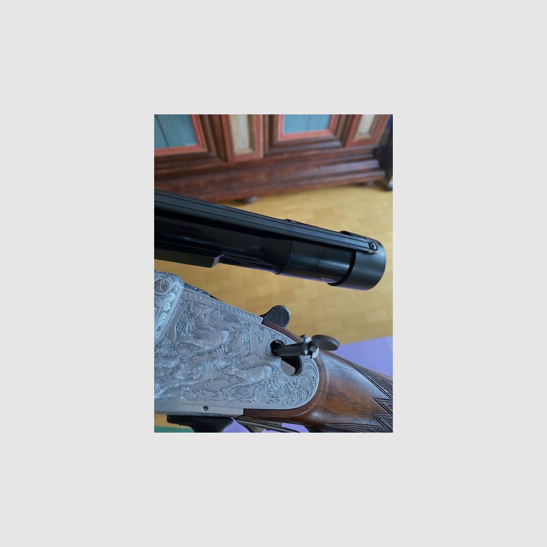 Krieghoff Ulm Modelo Ulm Cerrojo lateral Holland & Holland escopeta de doble cañón con cañón intercambiable 6,5x57R 20/76 Magnum 16/70 16/70 en maletín en excelente estado BBF BDF