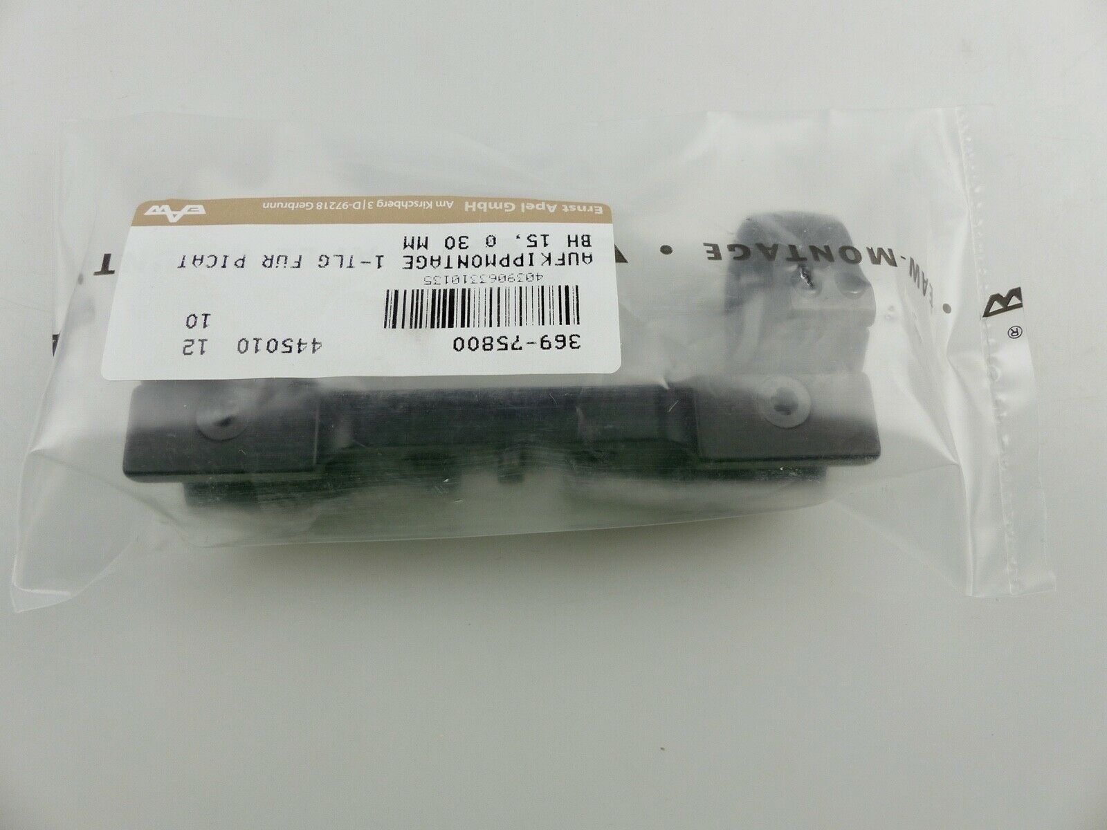 EAW 369-75800 Aufkippmontage 1TLG Picatinnyprisma BH 15mm, Durchmesser 30 mm