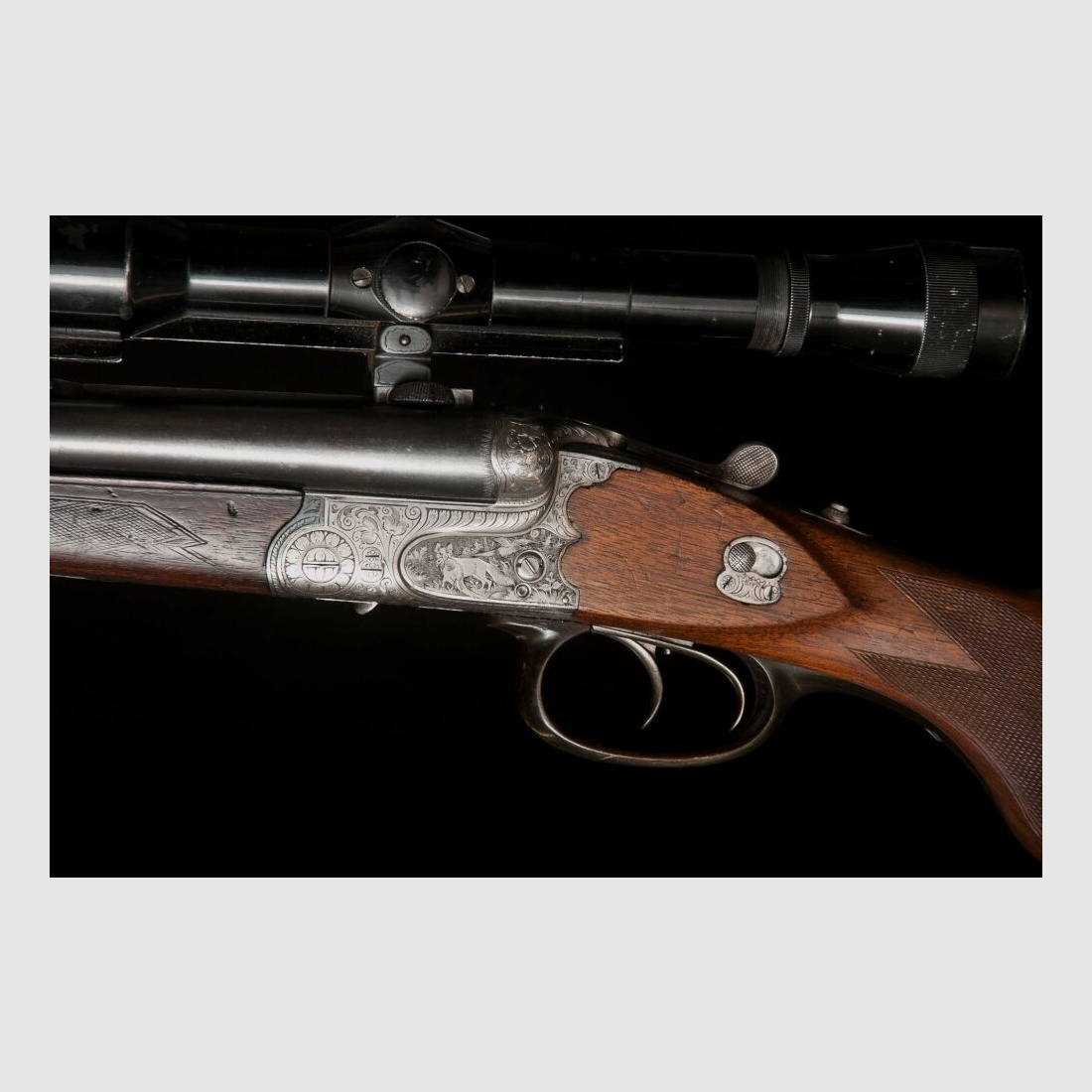 Pre-war drilling Kunz with engraving and stock magazine, year of manufacture 1936