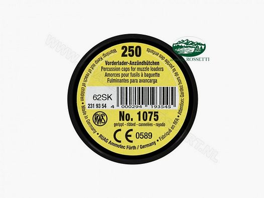 RWS ZÜNDHÜTCHEN Vorderlader 1075 conf.250 St.