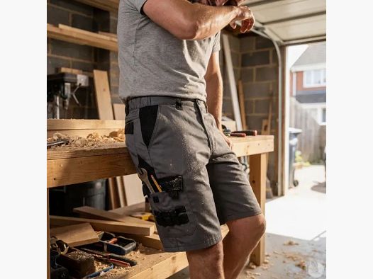 Werkshorts 4 zakken polyester katoen grijs zwart 38 tot 52