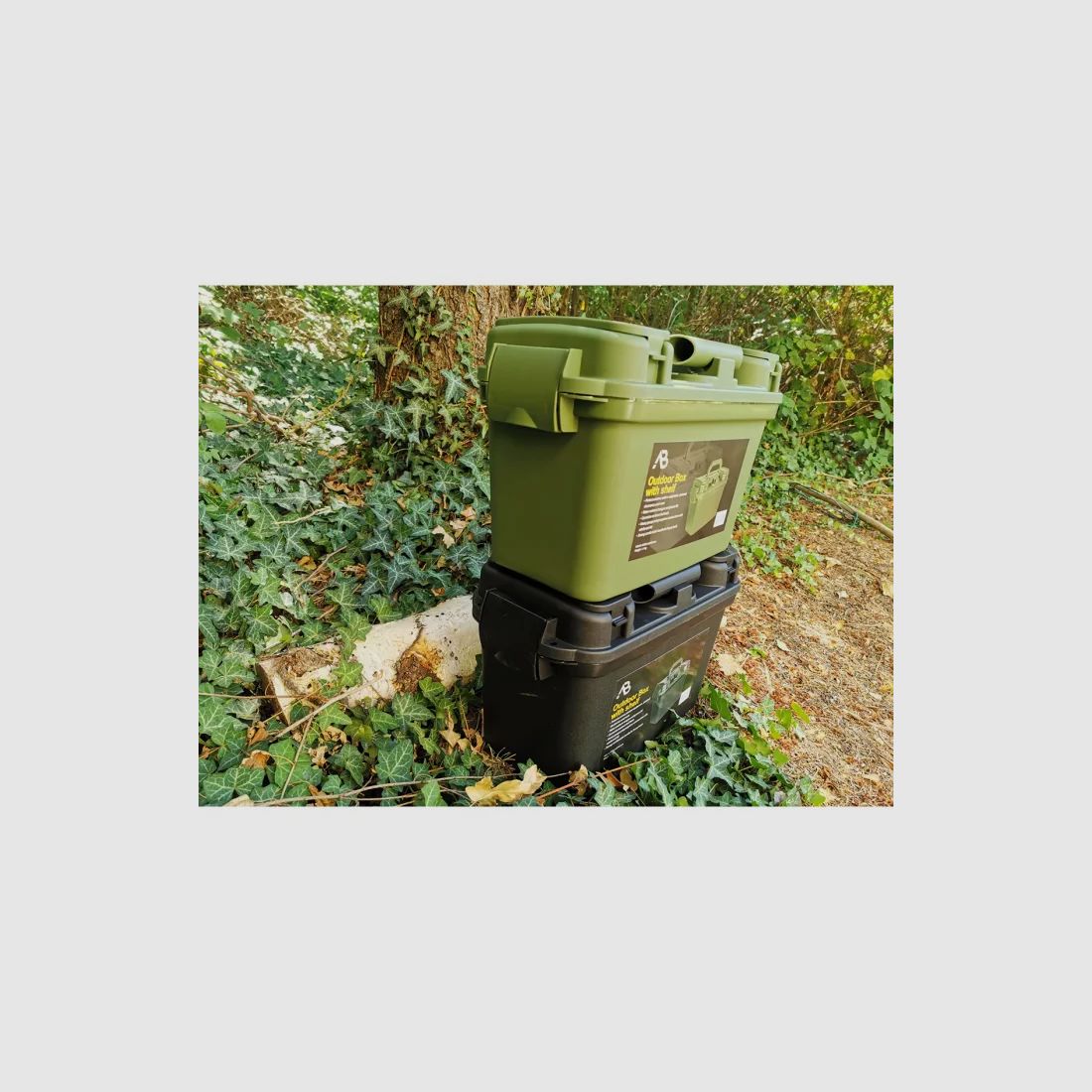 Box / Munitionskiste m. Innenboden - 38 x 19 x 24cm, Oliv - spritzwassergeschützt + verschließbar, schlagfester Kunststoff