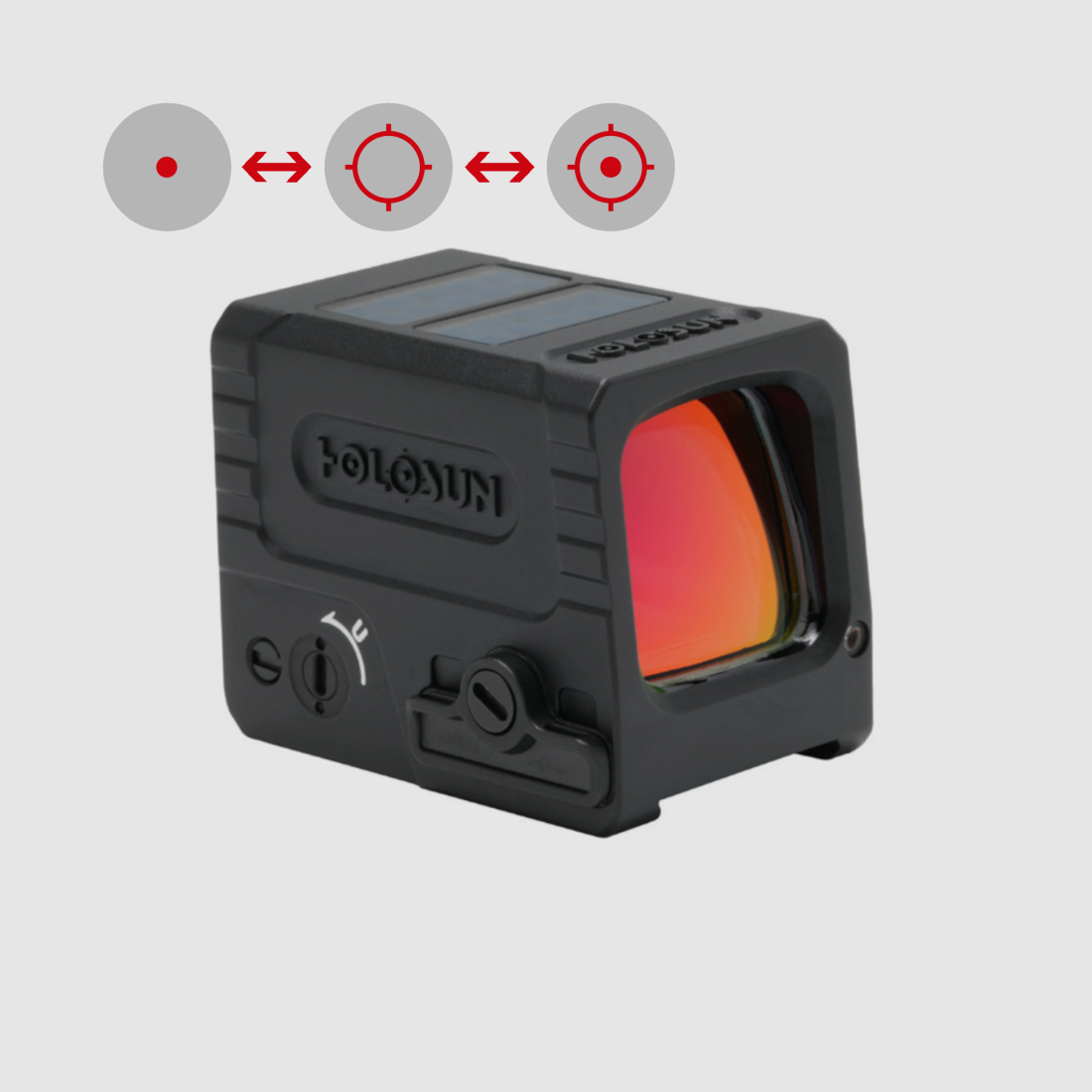 Holosun Viseur Reflex AEMS-MICRO-RD-MRS avec réticule rouge interchangeable : point 2MOA & point circulaire 65MOA, image 1 sur 3