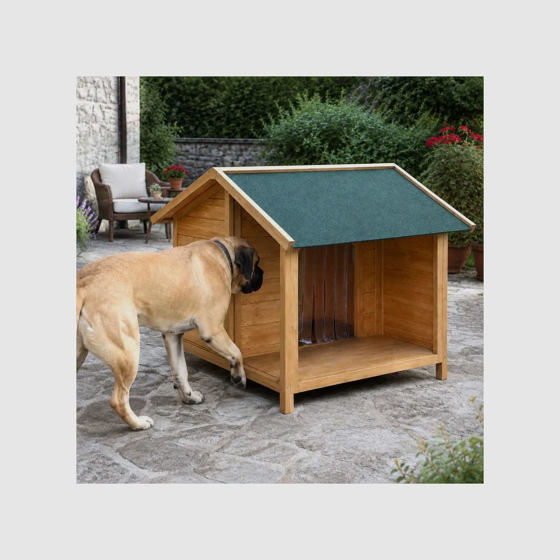 Wooden dog house with terrace - Size XL, image 3 of 15