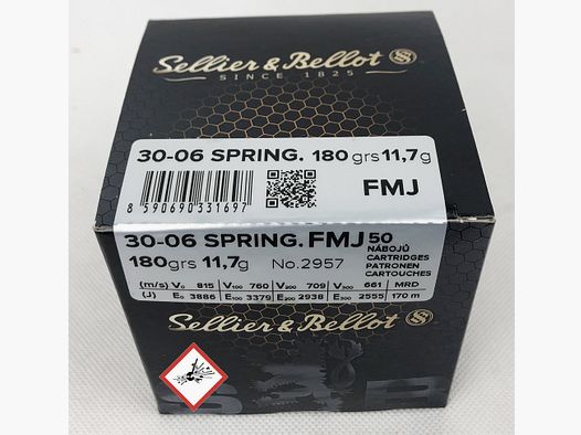 Sellier & Bellot naboj do karabinu kal. .30-06 FMJ 180grs