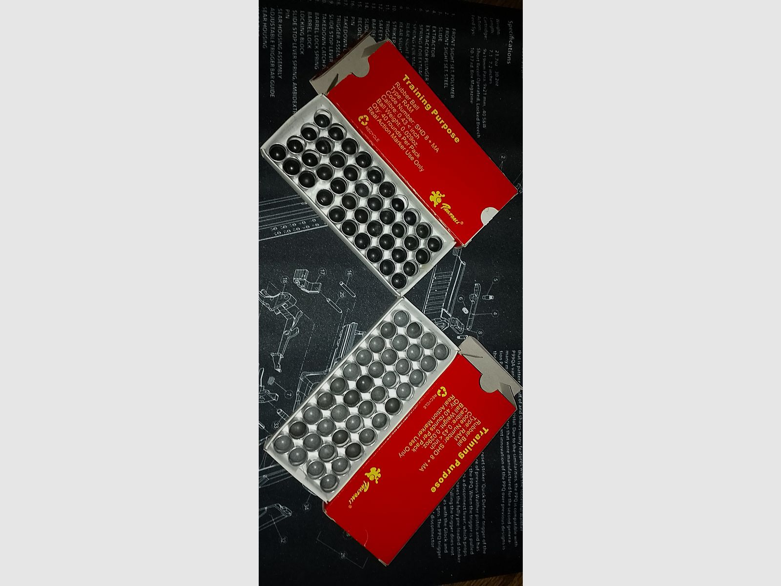 Umarex shd-8+ma .43 40 x Rubberballs + 40 x Polyballs für RAM mit Hülsen Auswurfhülsen R-Serie