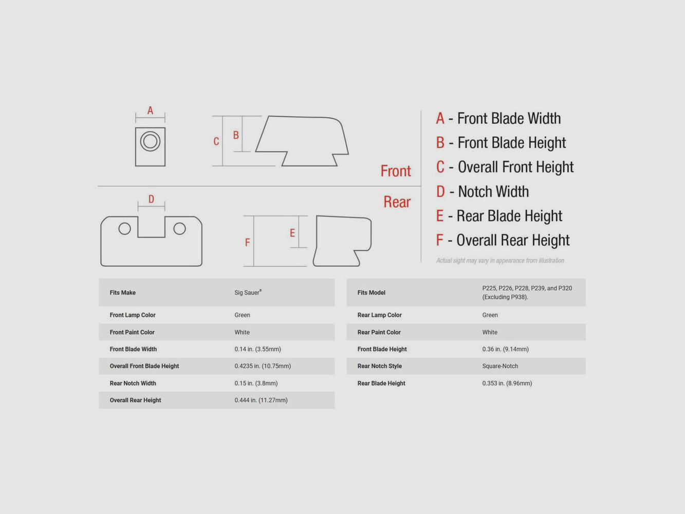 Trijicon N-Sight B&T Green SIG P225-320Supp 9mmLuger/.357SIG