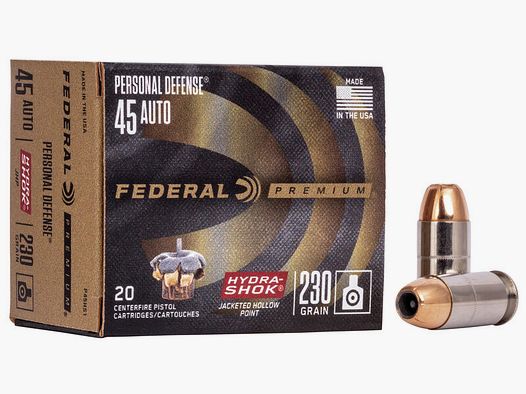 Federal Premium Personal Defense Hydra-Shok .45 ACP 230GR JHP 20 cartouches