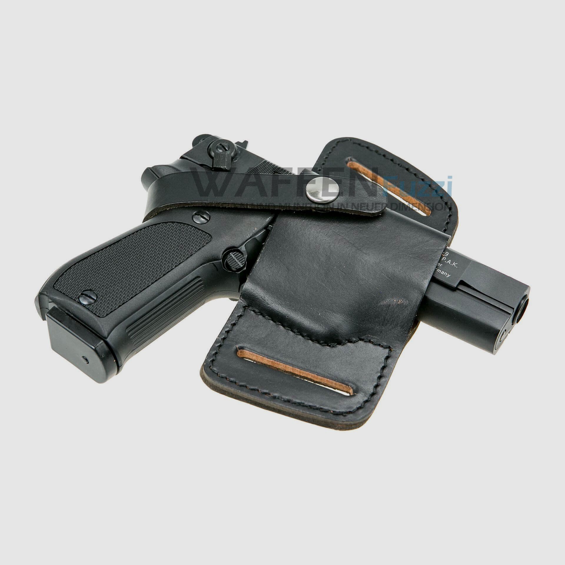 Funda de cinturón Belt-Slide, cuero de vaca completo con lengüeta para Walther, H&K, Sig-Sauer, Röhm, Zoraki