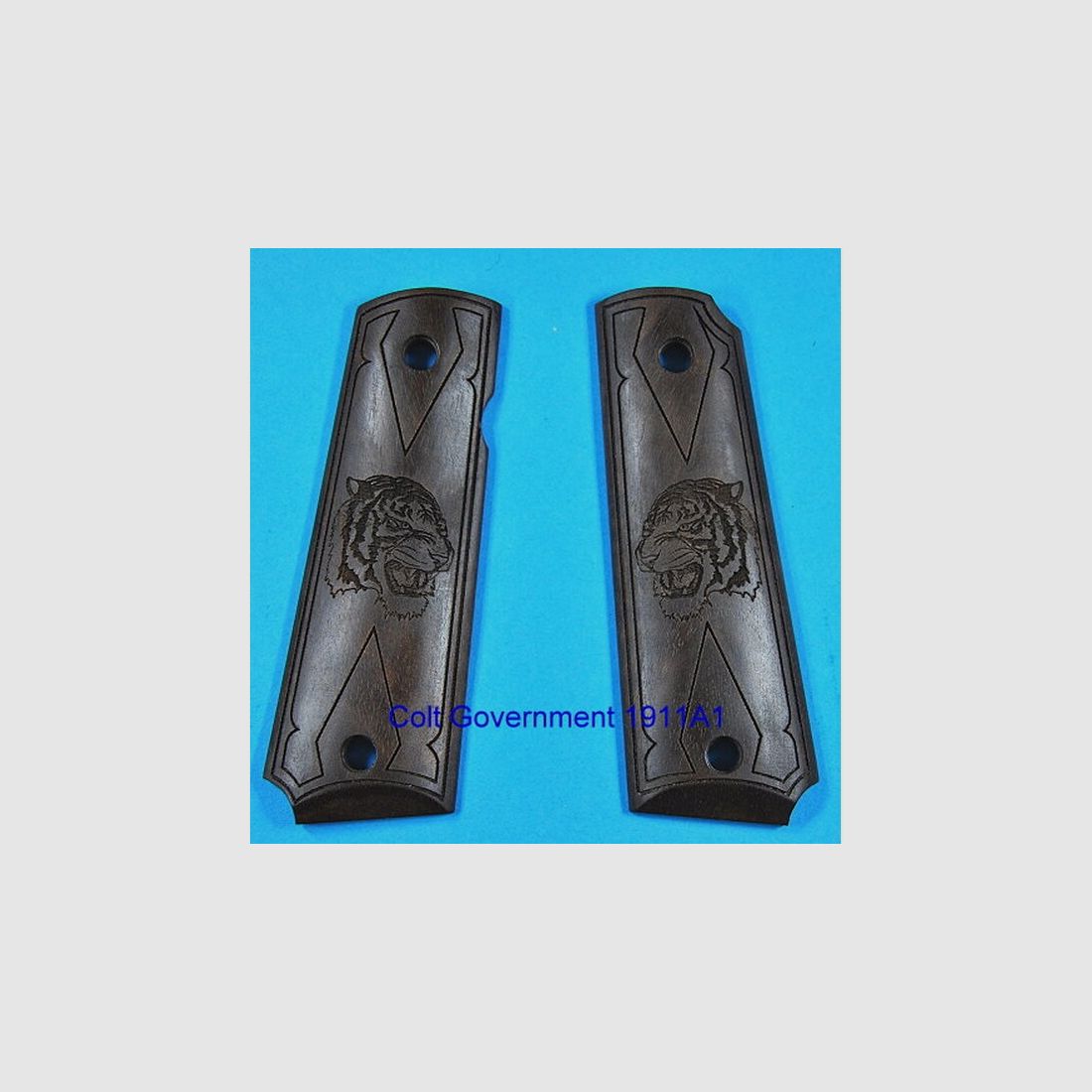 Nussbaum-Griffschalen für Colt 1911A1 Governement mit Tiger-Kopf-Logo