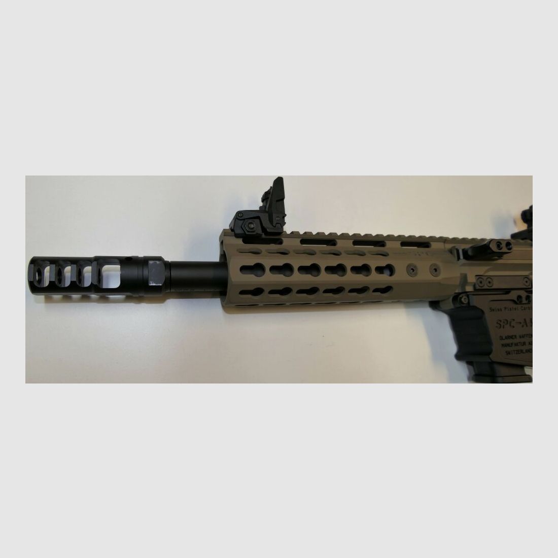 GWMH Selbstladebüchse GWMH SPC-HUNTER A4 10" (SWISS PISTOL CARBINE) FDE Kal.9x19 AR15 Glock Magazin